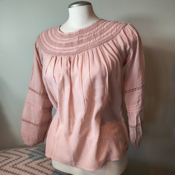 GAP Smocked Lace-Trim Peasant Blouse - Picture 1 of 5